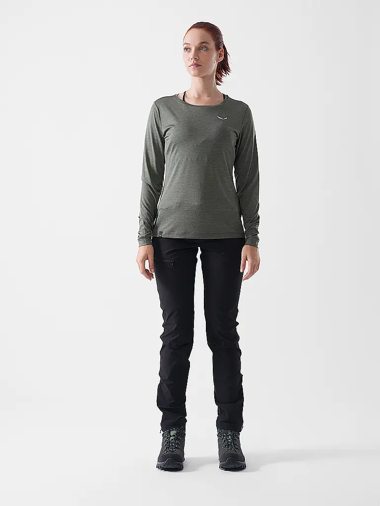 SALEWA | Maglietta funzionale da donna Puez Melange Dry'Ton | Verde scuro