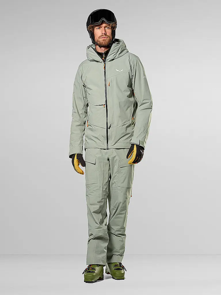 SALEWA | Pantaloni da sci alpinismo da uomo Sella Free 3L PTX con bretelle | Grigio chiaro