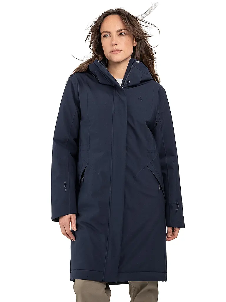 SCHÖFFEL | Cappotto invernale da donna Style Gregale con cappuccio | Blu scuro