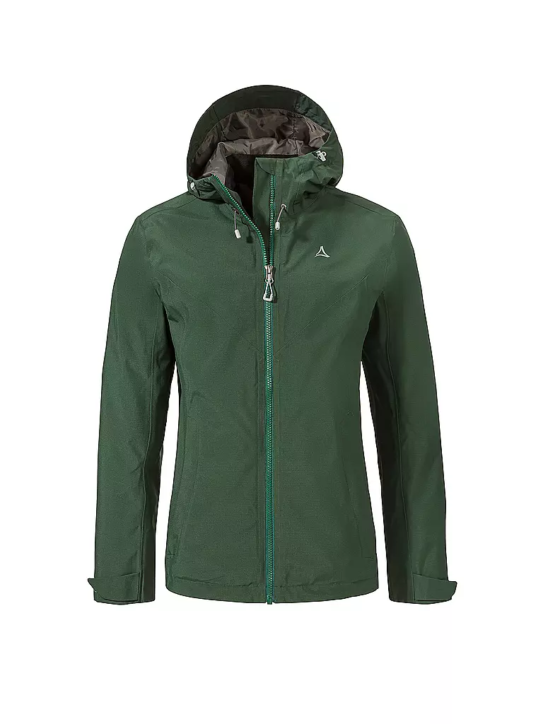 SCHÖFFEL | Giacca da trekking da donna Yew 2L ZipIn con cappuccio | Verde scuro