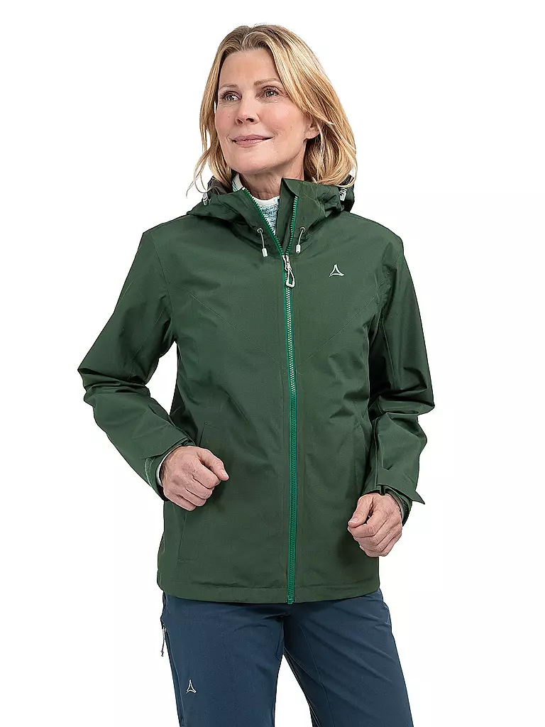 SCHÖFFEL | Giacca da trekking da donna Yew 2L ZipIn con cappuccio | Verde scuro