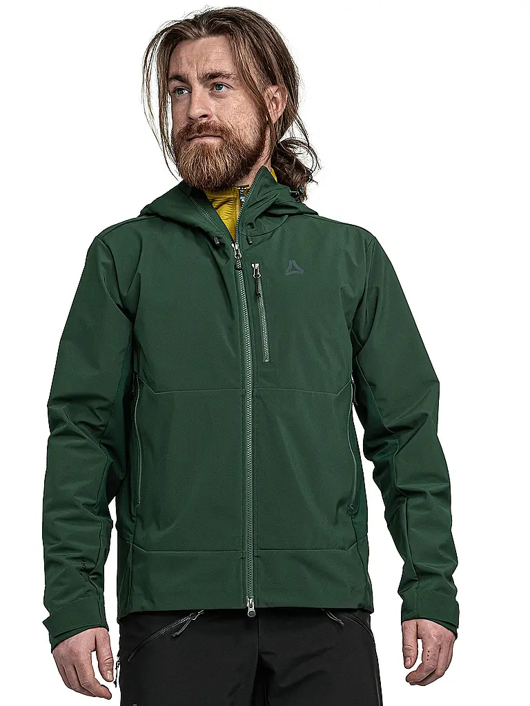 SCHÖFFEL | Giacca softshell da uomo per escursioni Milagle con cappuccio | Verde scuro