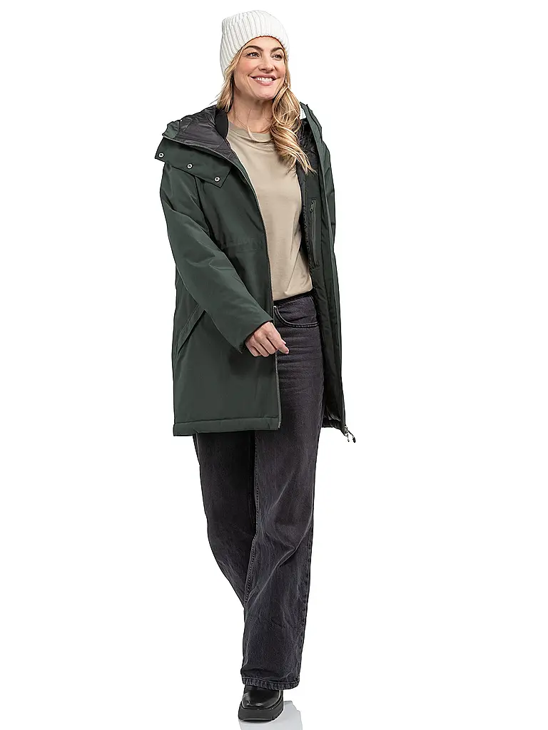 SCHÖFFEL | Parka invernale da donna Crivat 2L con cappuccio | Verde scuro
