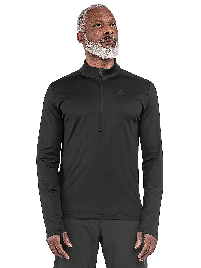 SCHÖFFEL | Zipshirt intimo da uomo Style Pine | Nero