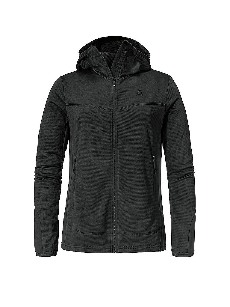Giacca in pile da donna Milagle con cappuccio nero 48