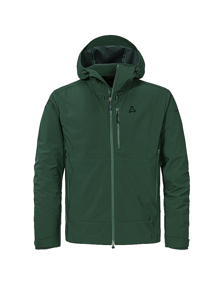 Giacca softshell da uomo per escursioni Milagle con cappuccio verde scuro 58