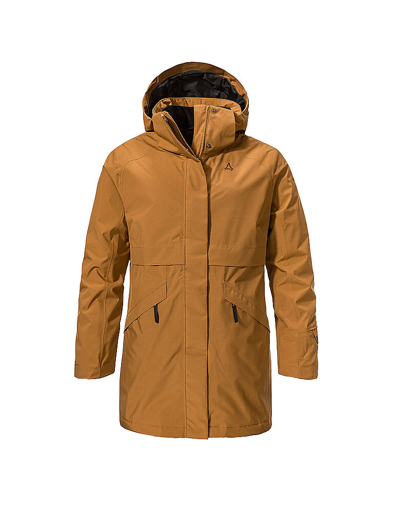 Parka invernale da donna Malkay con cappuccio senape 36