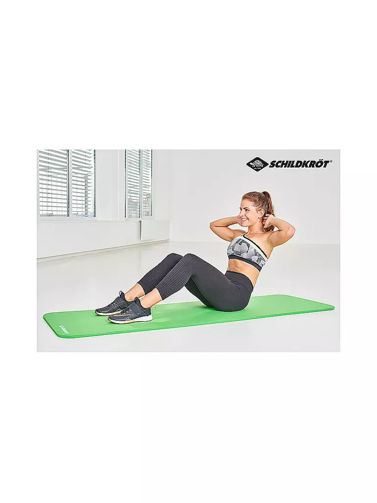 SCHILDKRÖT | Tappetino fitness, 15 mm, verde, con tracolla | 