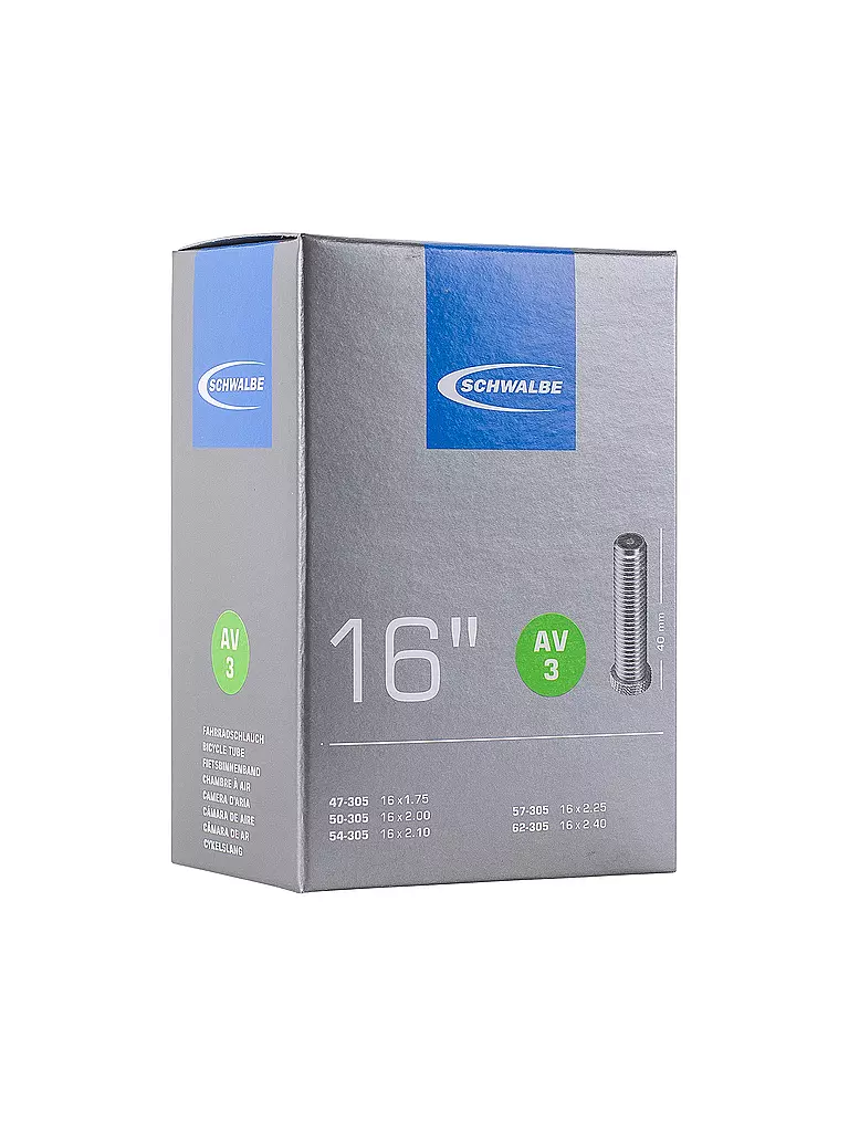 SCHWALBE | Camera d'aria per bicicletta 16'' (16 X 1,75) AV3 | Nero