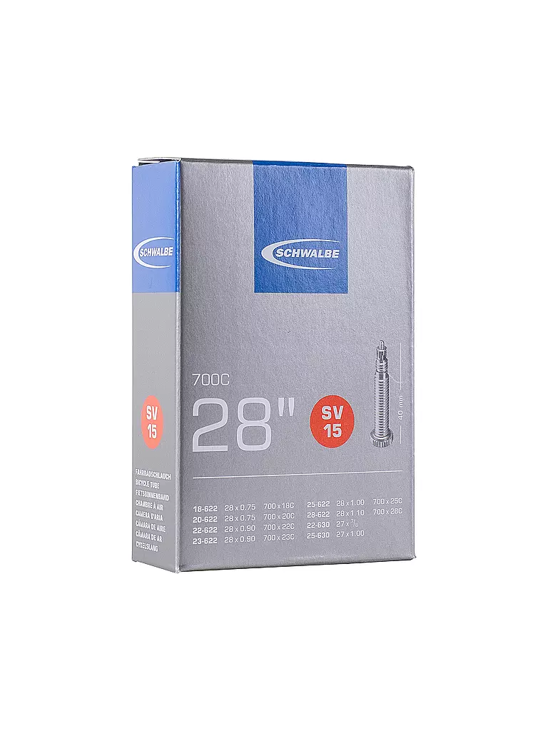 SCHWALBE | Camera d'aria per bicicletta n. 15 SV40 (28"/700C) | Nero