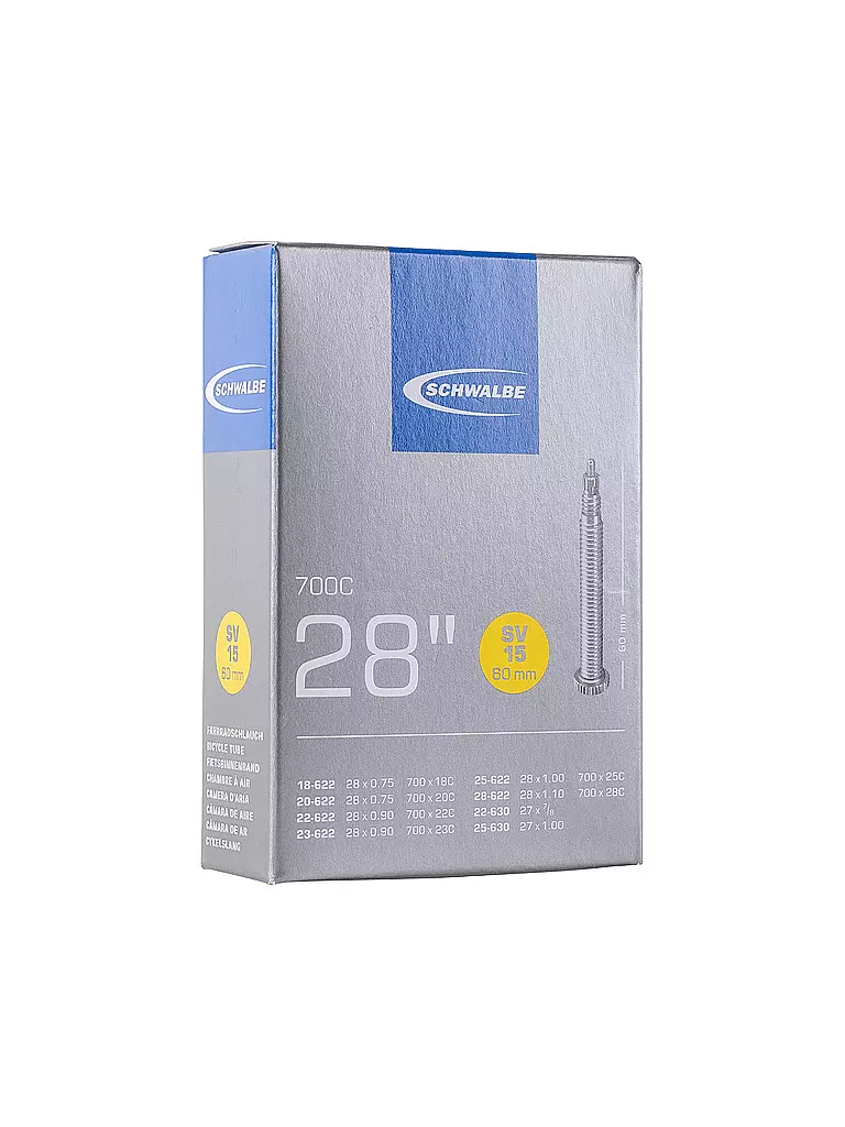 SCHWALBE | Camera d'aria per bicicletta n. 15 SV60 (28"/700C) | Nero