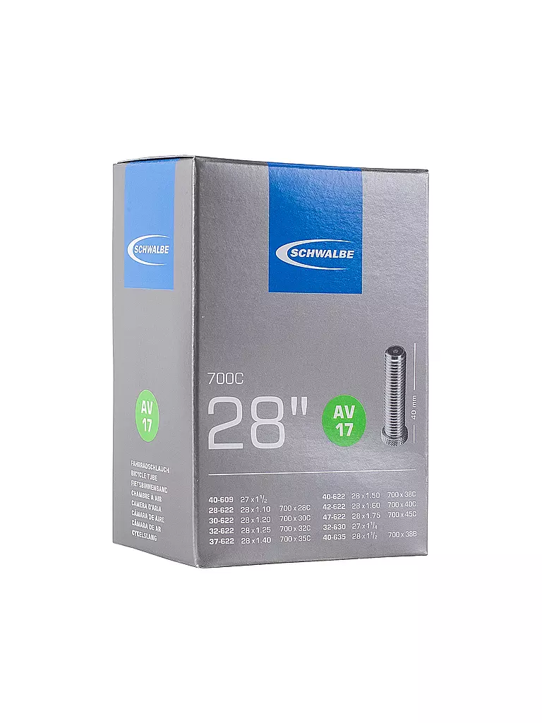 SCHWALBE | Camera d'aria per bicicletta n. 17 AV40 (28"/700C) | Nero