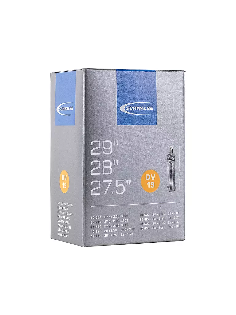 SCHWALBE | Camera d'aria per bicicletta n. 19 DV40 (27,5"/28"/29") | Nero