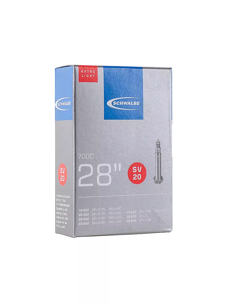 SCHWALBE | Camera d'aria per bicicletta n. 20 Extra Light SV50 (28"/700C) | Nero
