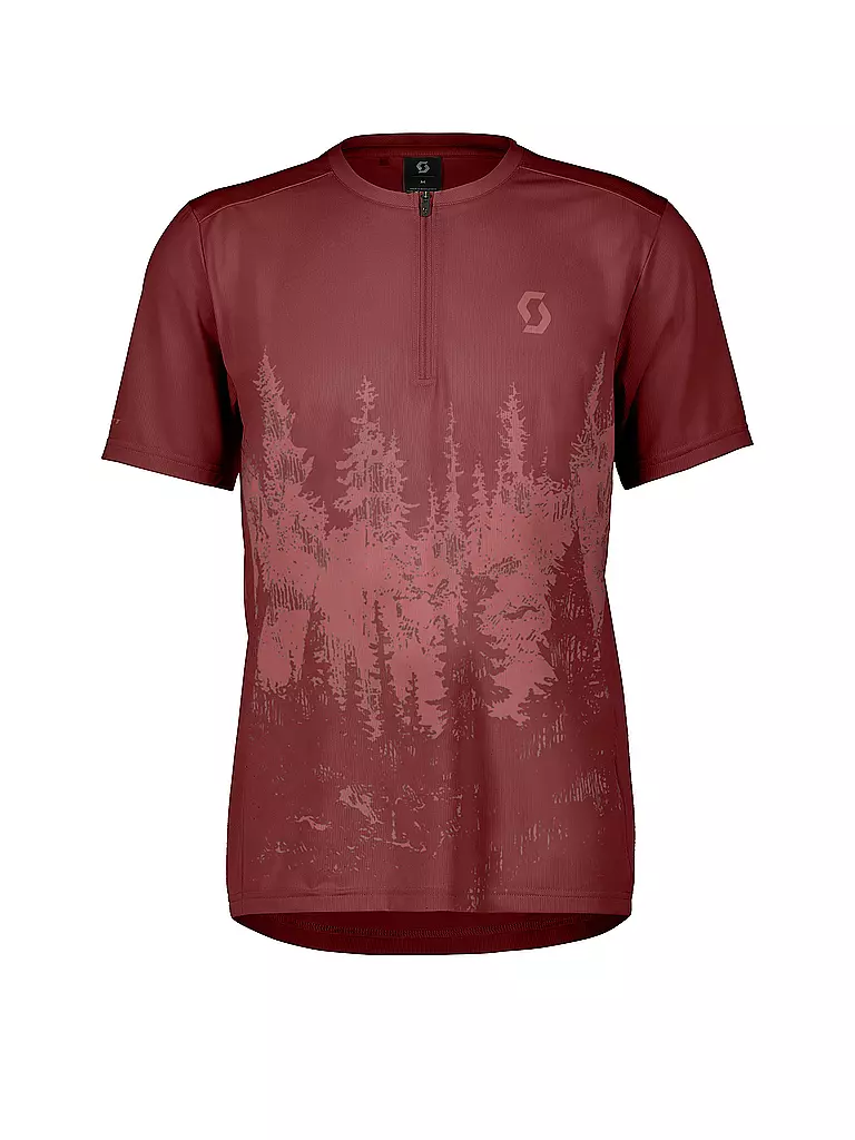 SCOTT | Maglia da ciclismo da uomo Trail Flow Zip SS | Rosso scuro