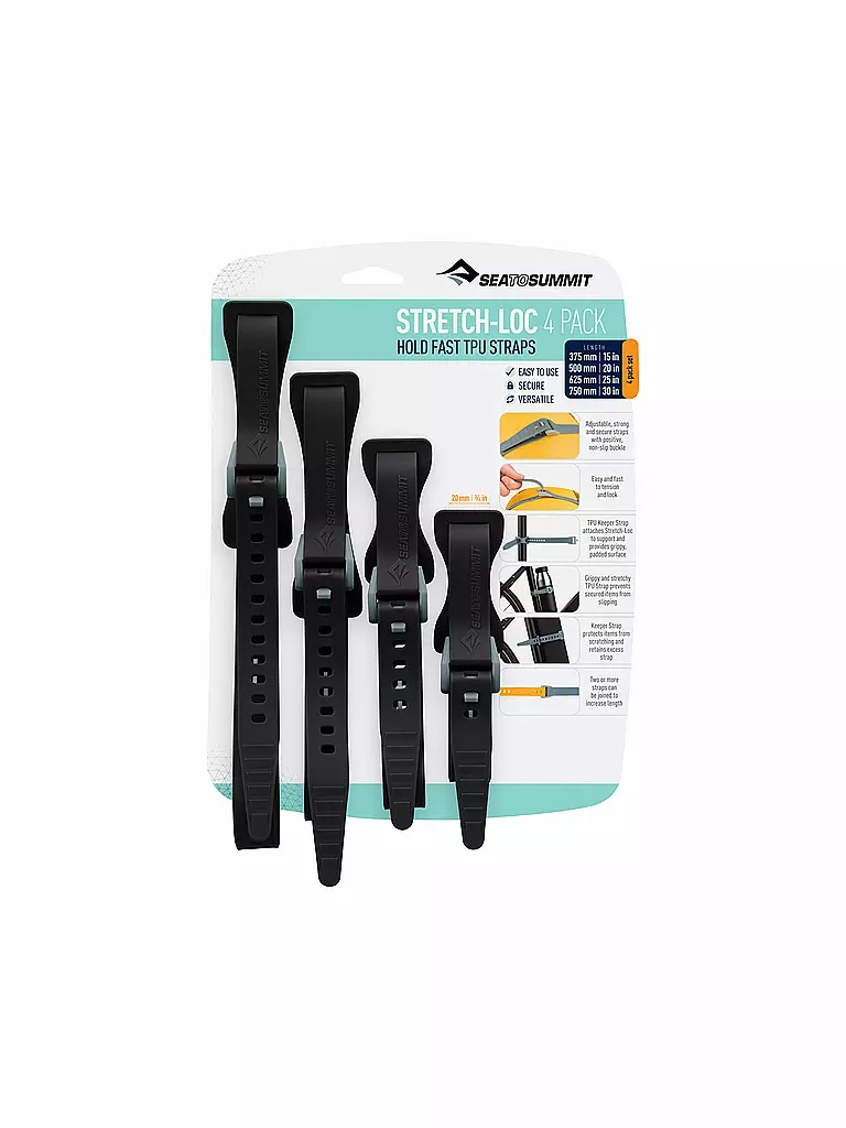 SEA TO SUMMIT | Sistema di fissaggio multifunzione Stretch-Loc in TPU (confezione da 4) | Grigio