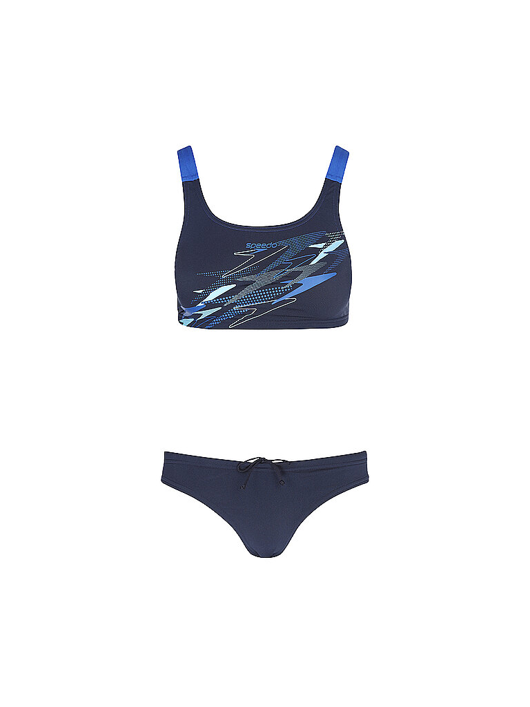 Bikini da donna Medley Logo con schiena a V blu 36