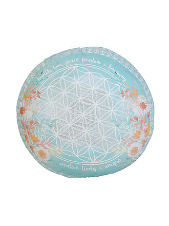SPIRIT OF OM | Cuscino da meditazione rotondo giada/arancione