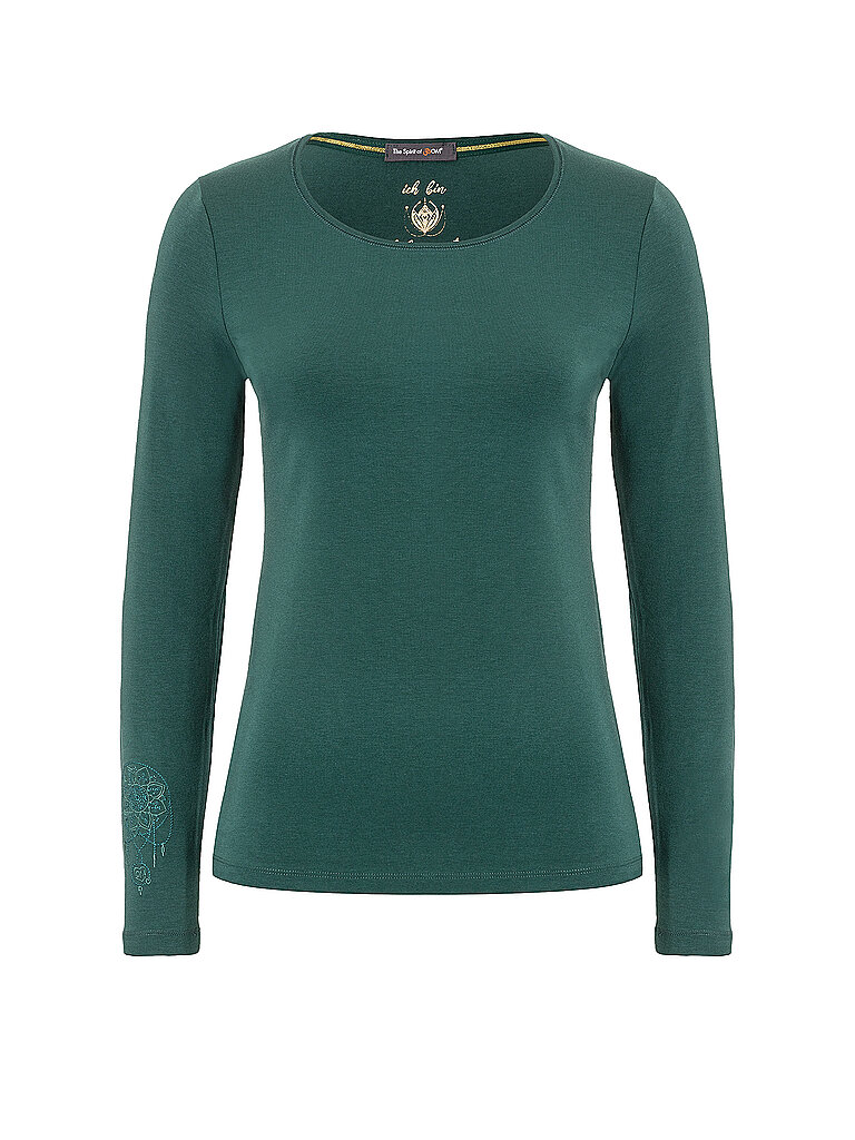 Yogashirt da donna Chakra-Flower Bamboo verde scuro S