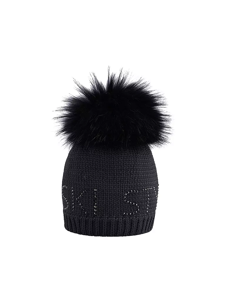 SPORTALM | Damen Mütze mit Kunstpelz-Bommel | Nero