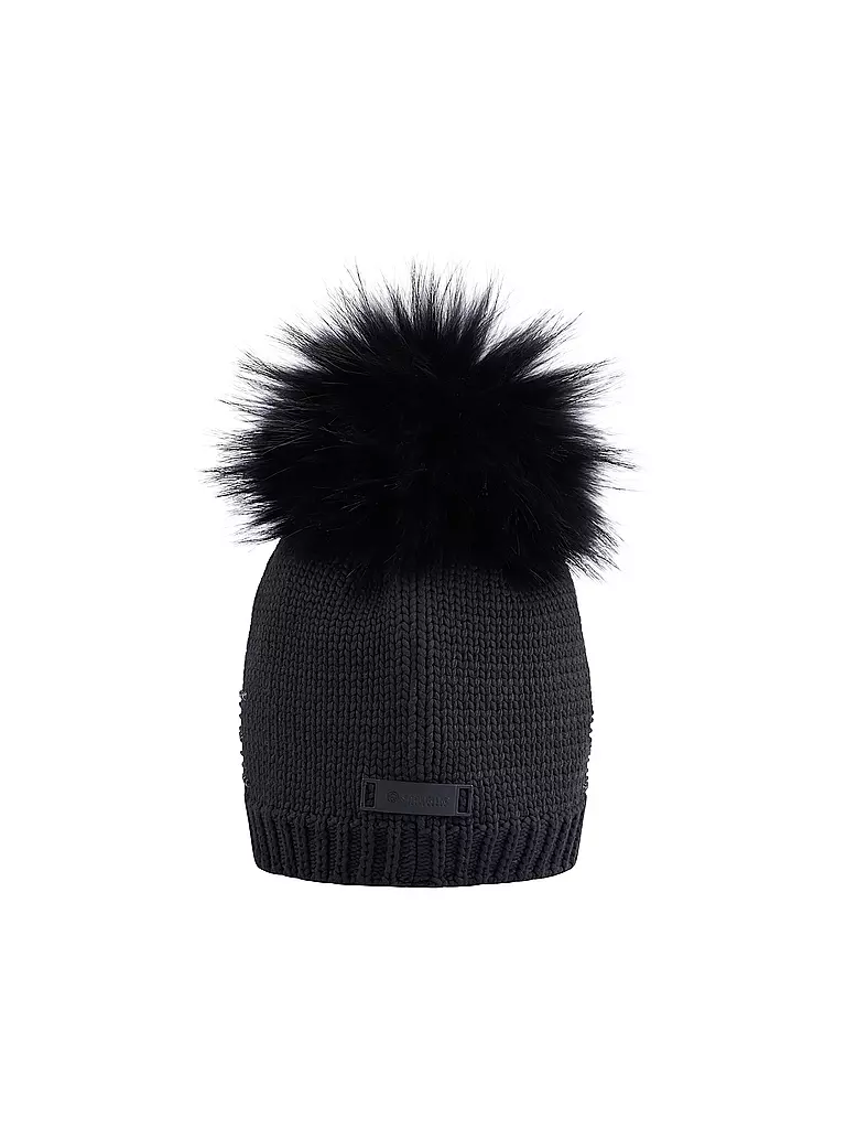 SPORTALM | Damen Mütze mit Kunstpelz-Bommel | Nero