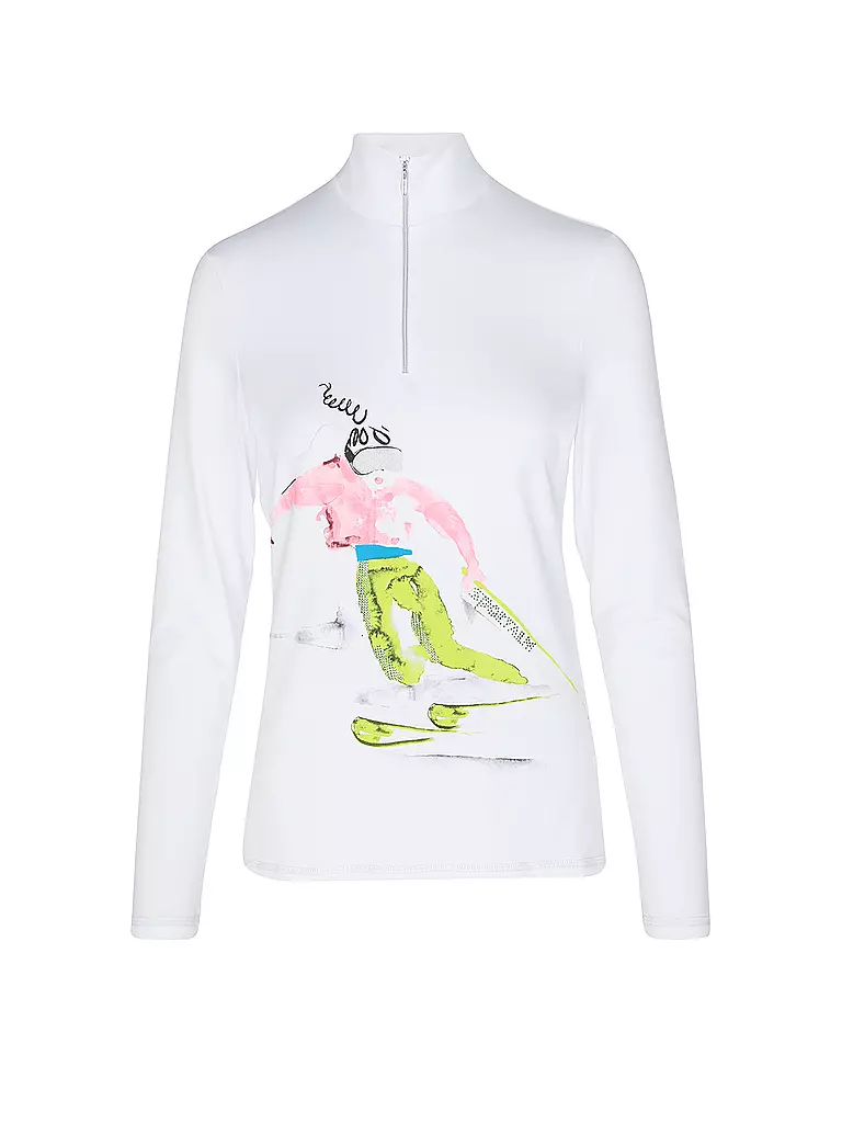 SPORTALM | Damen Unterzieh Zipshirt mit Motiv | Bianco