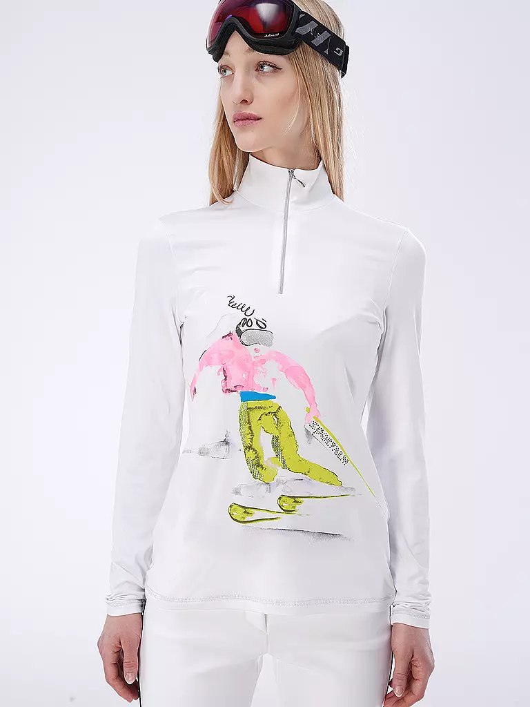 SPORTALM | Damen Unterzieh Zipshirt mit Motiv | Bianco