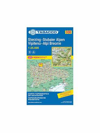 TABACCO | Carta escursionistica - Sterzing/Vipiteno, Alpi dello Stubai/Alpi Breonie 1:25.000