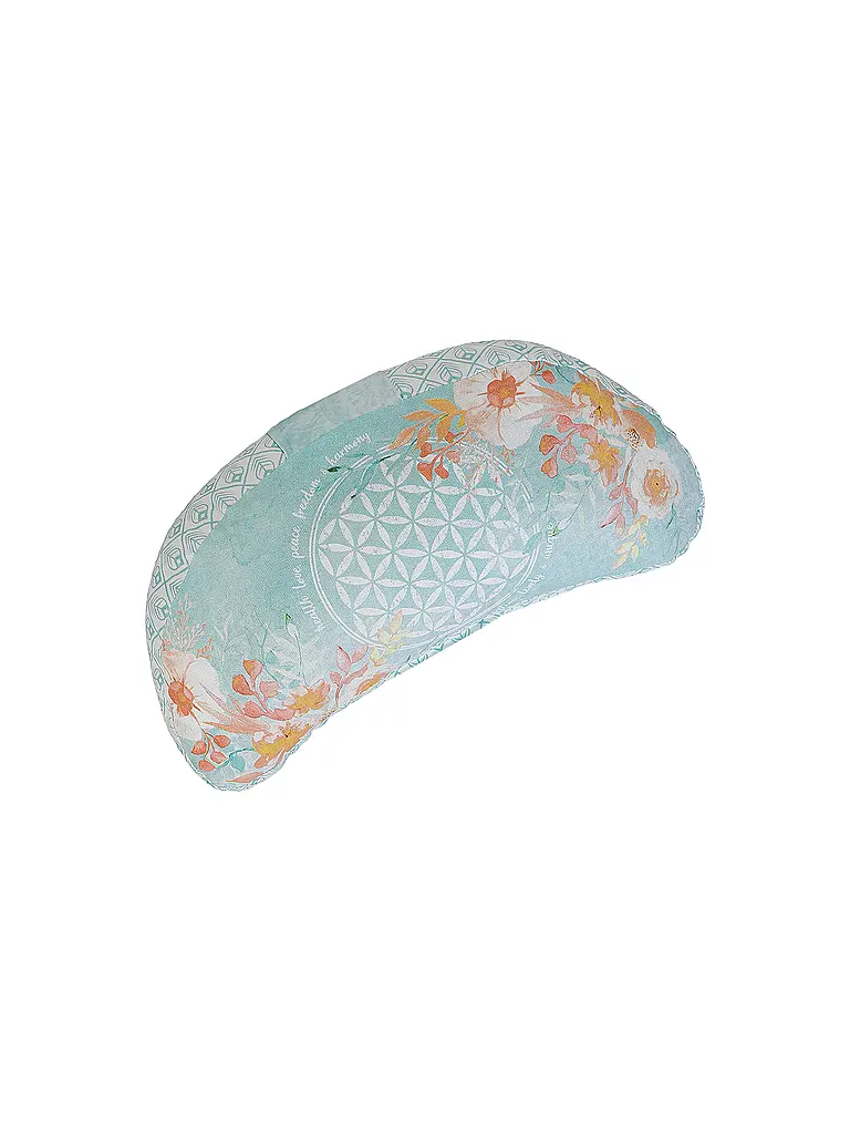 THE SPIRIT OF OM | Cuscino da meditazione a mezzaluna giada/arancione | Multicolore