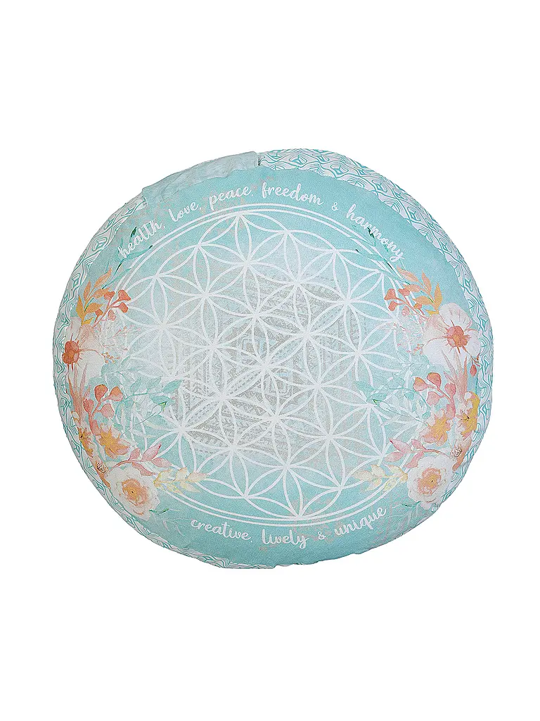 THE SPIRIT OF OM | Cuscino da meditazione rotondo giada/arancione | Multicolore