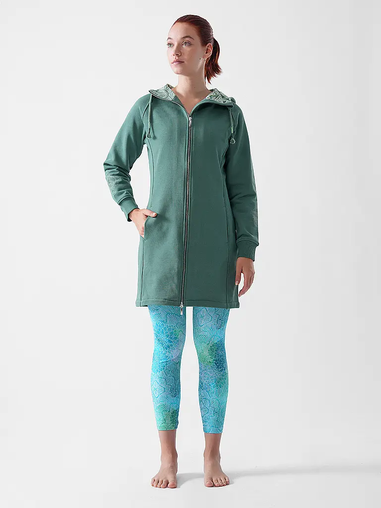 THE SPIRIT OF OM | Giacca da yoga lunga Bala Karuna da donna | Verde scuro