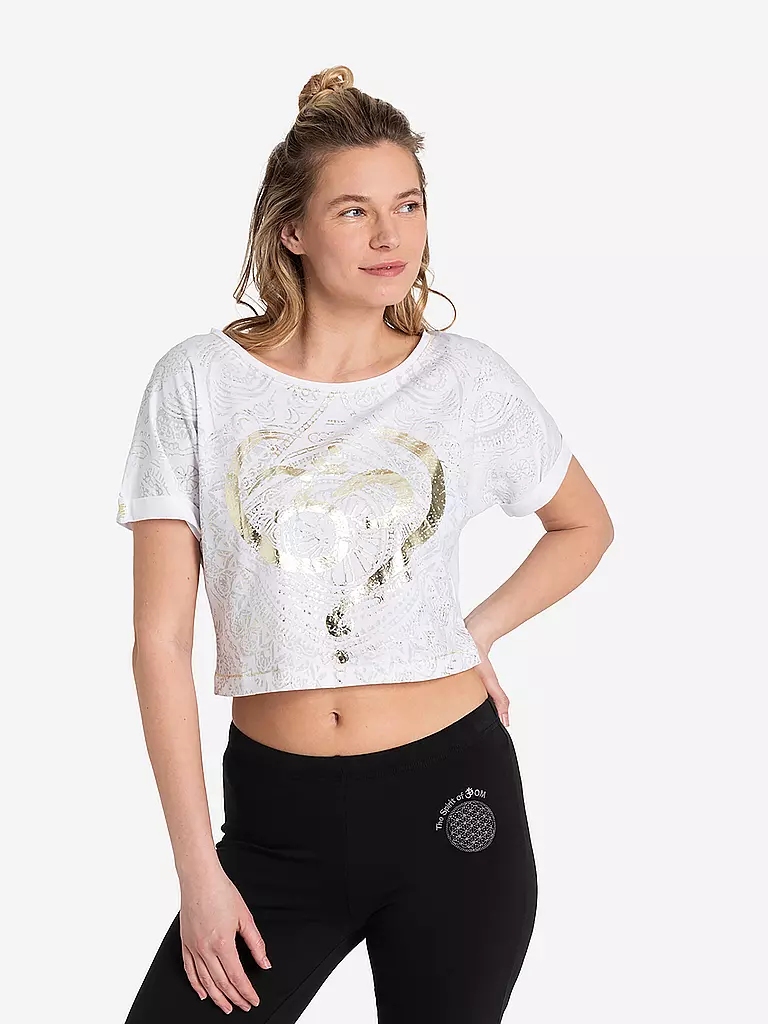 THE SPIRIT OF OM | Yogashirt crop da donna OM Time | Bianco