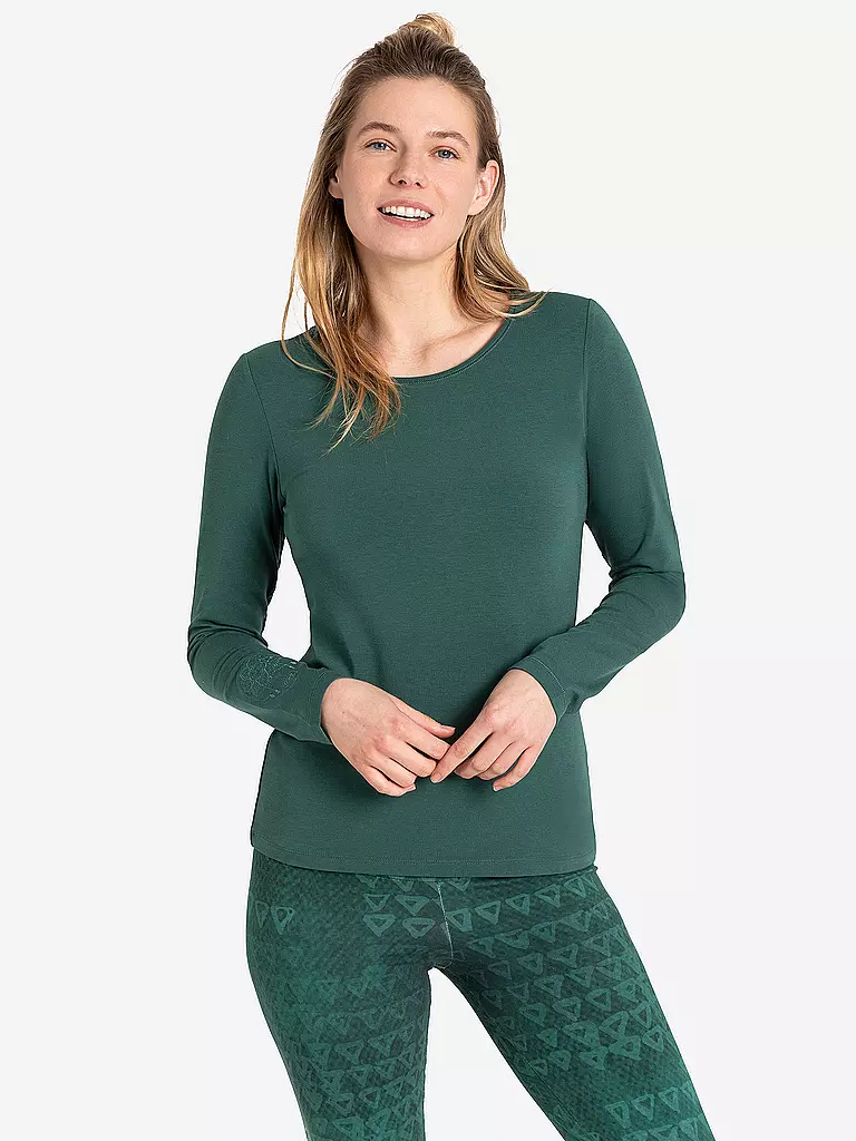THE SPIRIT OF OM | Yogashirt da donna Chakra-Flower Bamboo | Verde scuro