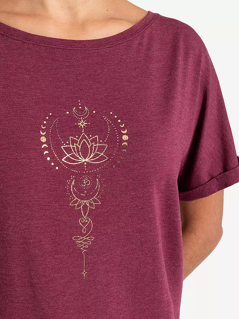 THE SPIRIT OF OM | Yogashirt da donna Eka Padma | Rosso scuro