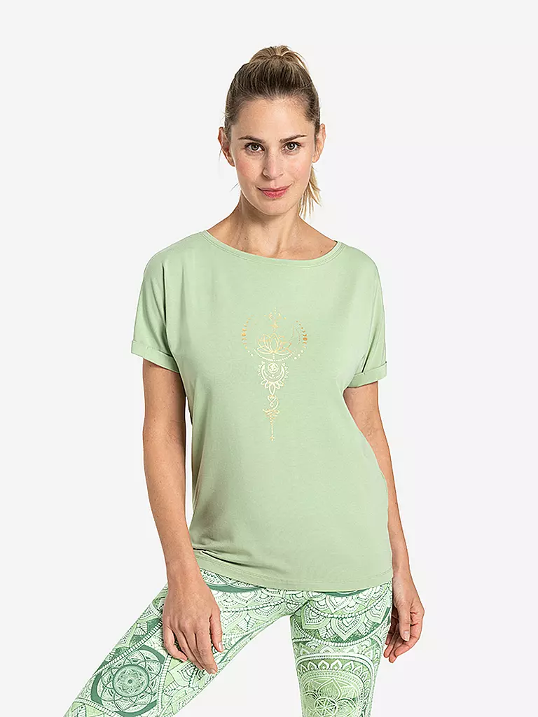 THE SPIRIT OF OM | Yogashirt da donna Eka Padma | Verde chiaro