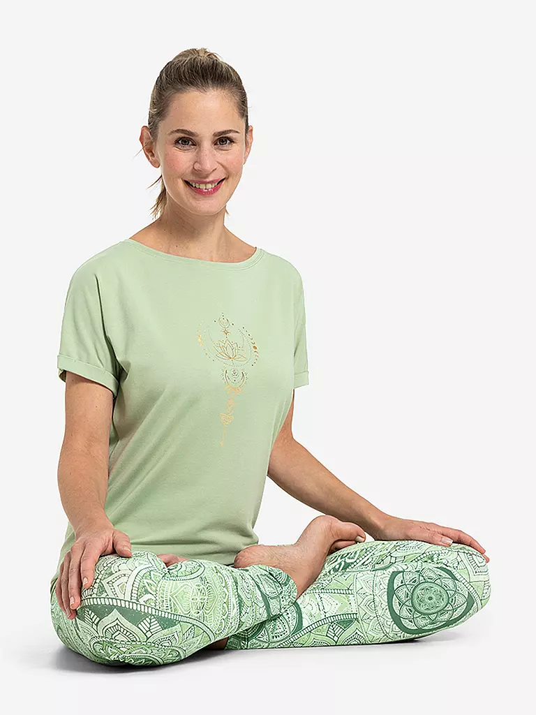 THE SPIRIT OF OM | Yogashirt da donna Eka Padma | Verde chiaro