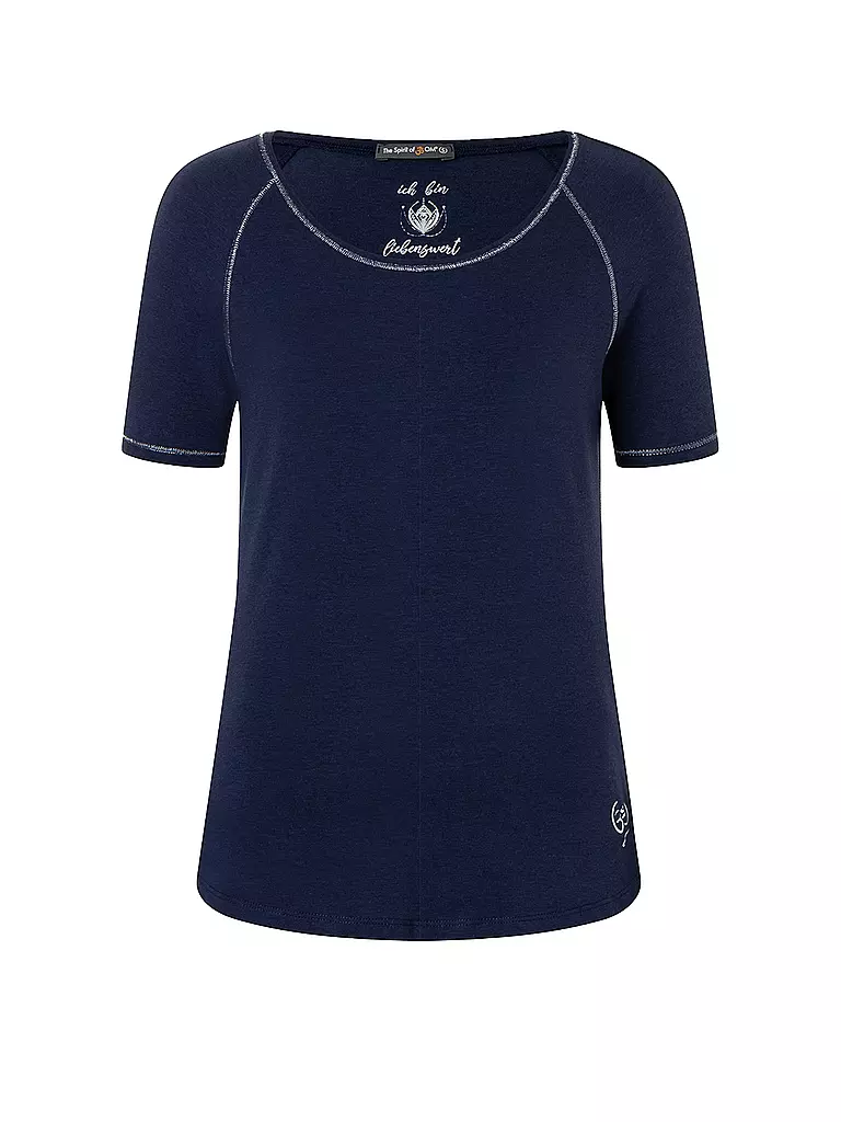 THE SPIRIT OF OM | Yogashirt da donna raglan in bambù | Blu scuro