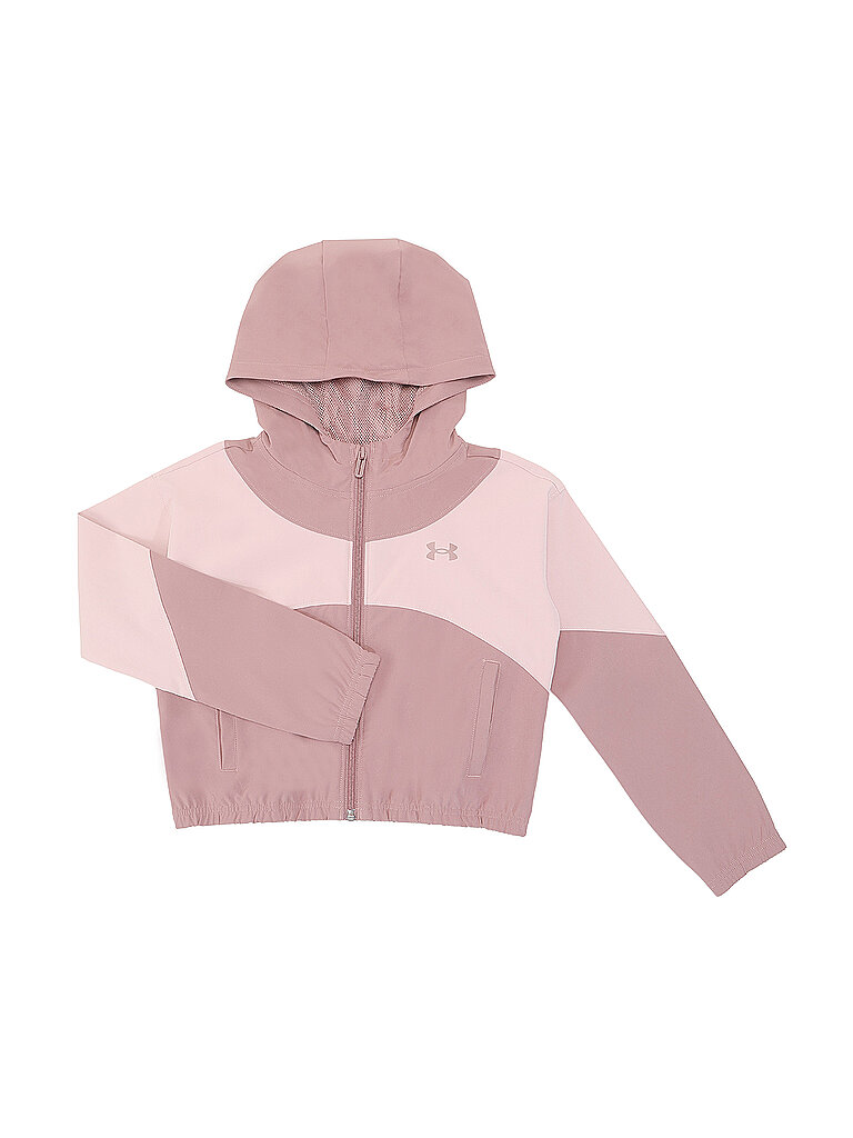 Giacca da ragazza UA Rival Woven con cappuccio bacca 116-128