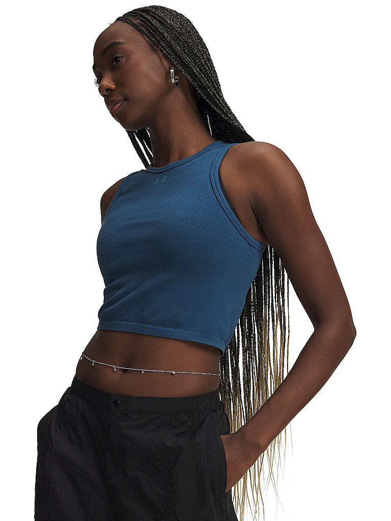 Canotta da donna UA Crop Seamless blu S