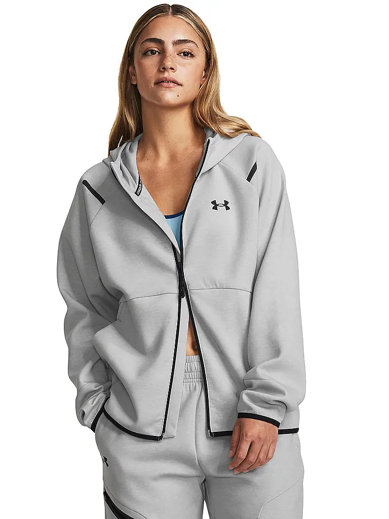 UNDER ARMOUR | Felpa con cappuccio da donna UA Unstoppable Fleece con zip integrale | Grigio