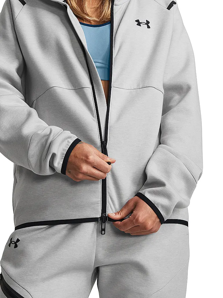 UNDER ARMOUR | Felpa con cappuccio da donna UA Unstoppable Fleece con zip integrale | Grigio