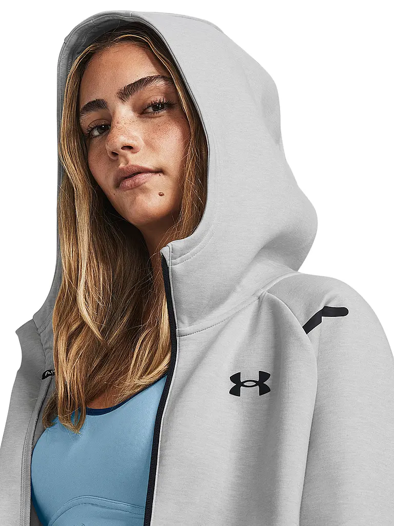 UNDER ARMOUR | Felpa con cappuccio da donna UA Unstoppable Fleece con zip integrale | Grigio