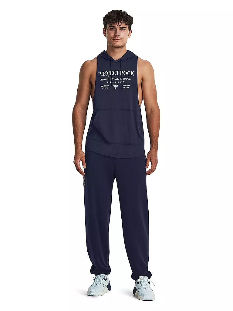 UNDER ARMOUR | Felpa con cappuccio da uomo Project Rock senza maniche | Blu scuro