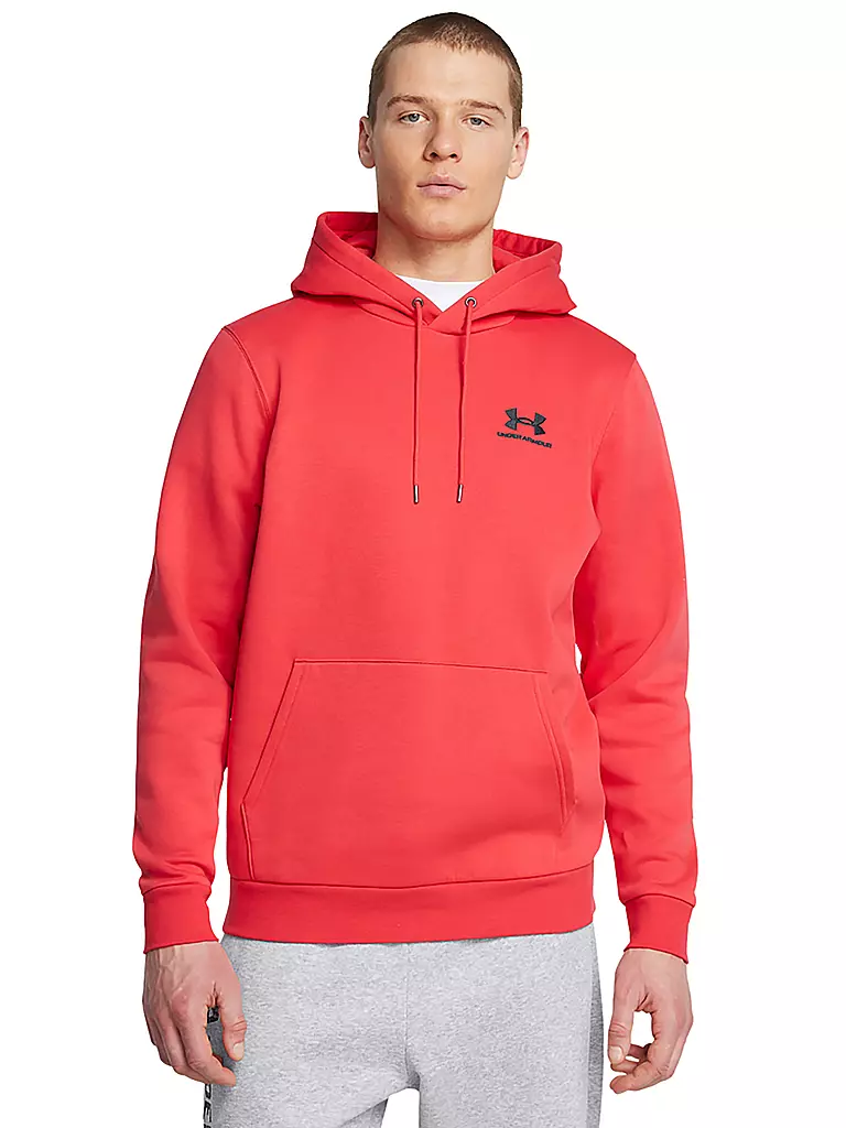 UNDER ARMOUR | Felpa con cappuccio da uomo UA Essential Fleece | Rosso