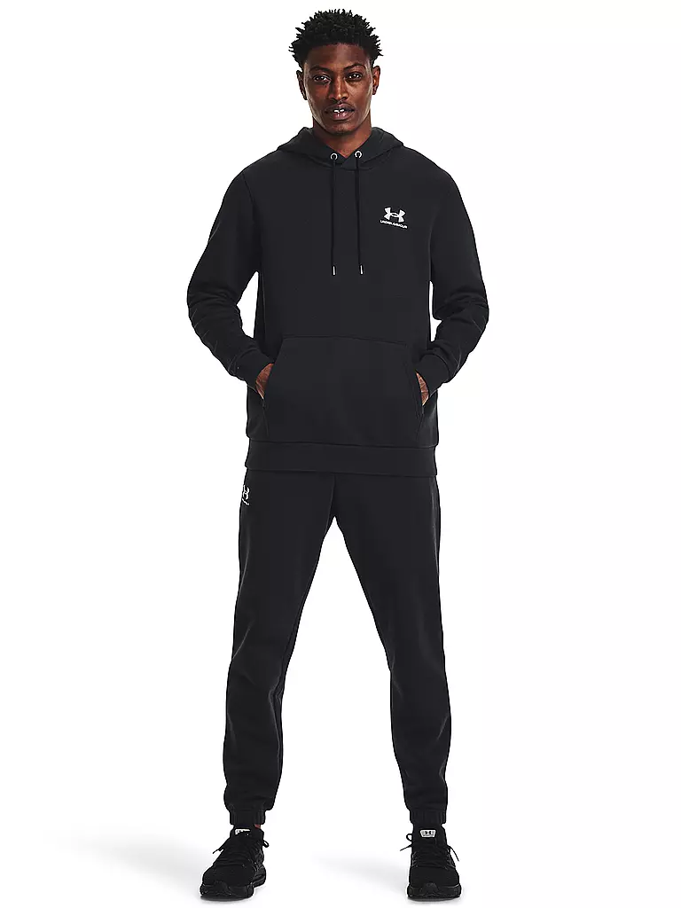 UNDER ARMOUR | Felpa con cappuccio da uomo UA Essential Fleece | Nero