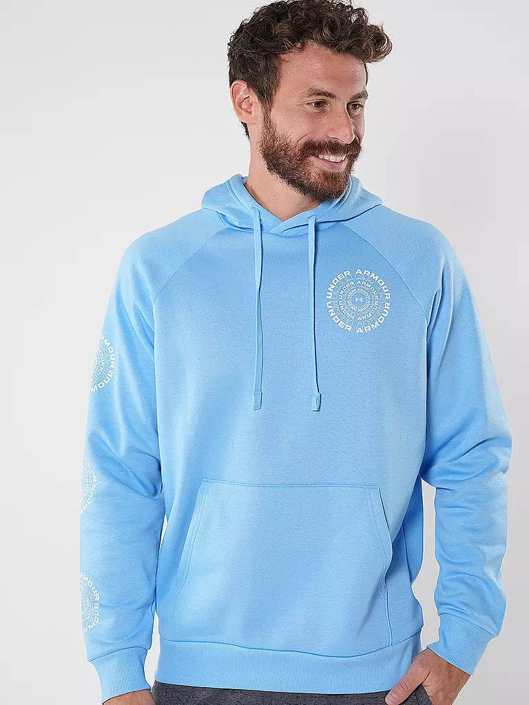 UNDER ARMOUR | Felpa con cappuccio da uomo UA Rival Fleece High Brand Read Logo | Blu chiaro