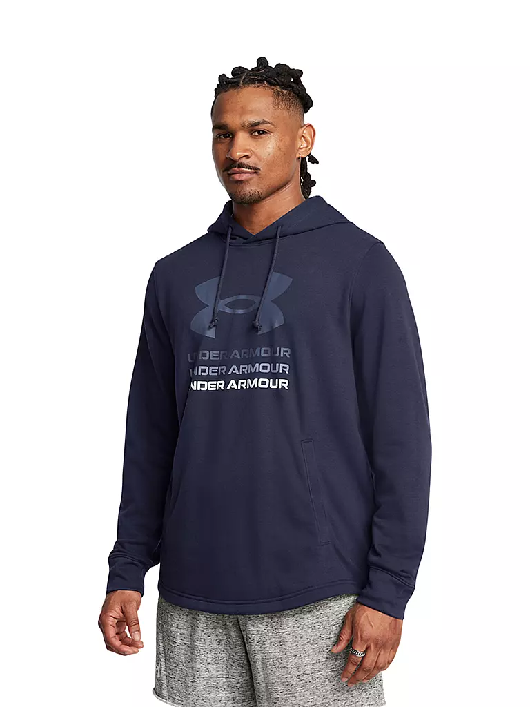 UNDER ARMOUR | Felpa con cappuccio da uomo UA Rival Hoodie in French Terry Graphic | Blu scuro