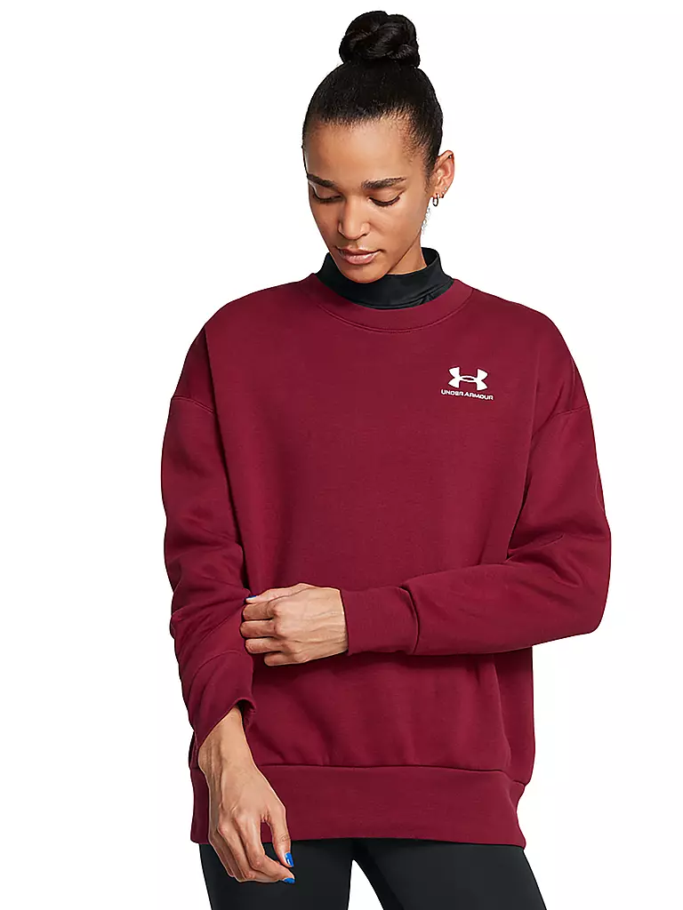 UNDER ARMOUR | Felpa da donna UA Essential Fleece con taglio oversize | Rosso scuro