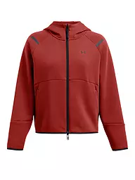 UNDER ARMOUR | Giacca con cappuccio da donna UA Unstoppable Fleece con zip integrale | Rosso scuro