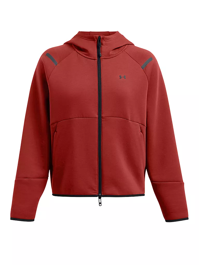 UNDER ARMOUR | Giacca con cappuccio da donna UA Unstoppable Fleece con zip integrale | Rosso scuro